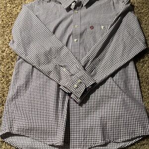 Wrangler Men's Red and White Checkered Shirt